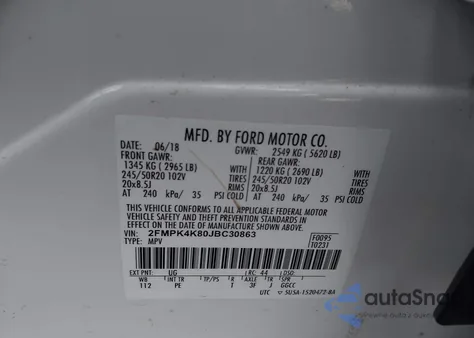 2018 Ford Edge Titanium from USA, damaged, VIN 2FMPK4K80JBC30863